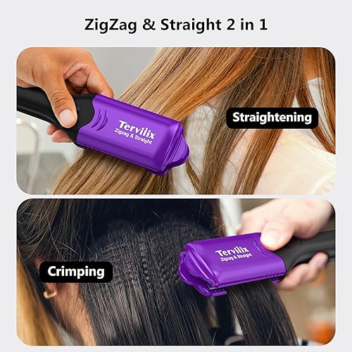 Miniatura 12 de Terviiix Crimper Hair Iron with 4 Interchangeable Plates, Keratin & Argan Oil Infused Hair Crimper for Women, Volumizing Crimping Iron for Thin Fine
