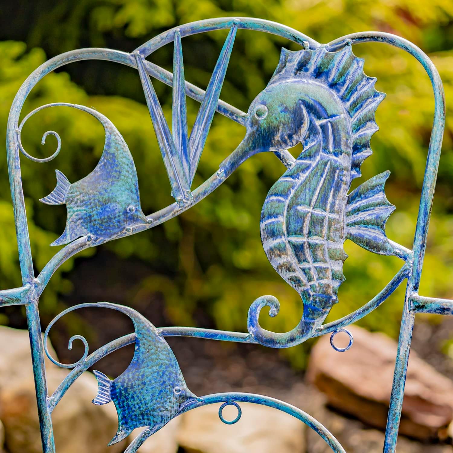 Lesera Ltd. Coastal Blue Metal Furniture Collection (Pack of 2 Armchairs, Fish and Seahorse)