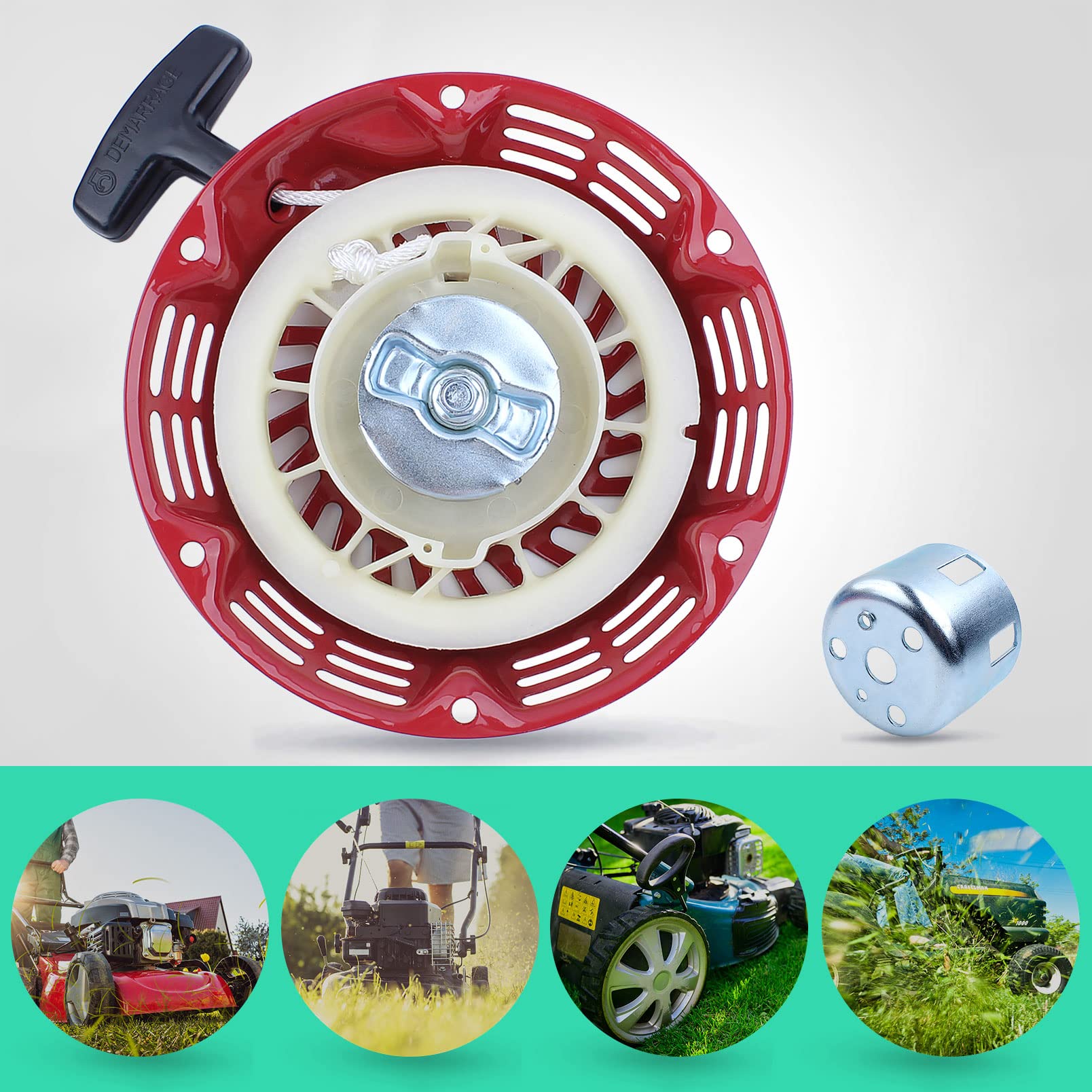 Adefol Arrancador de Retroceso para Honda GX120 GX160 GX200 GX140 5.5HP 6.5HP, Arrancador + Taza de Arranque + Puños + Cordón + Tornillos Accesorio de Motor Kit 12 en 1