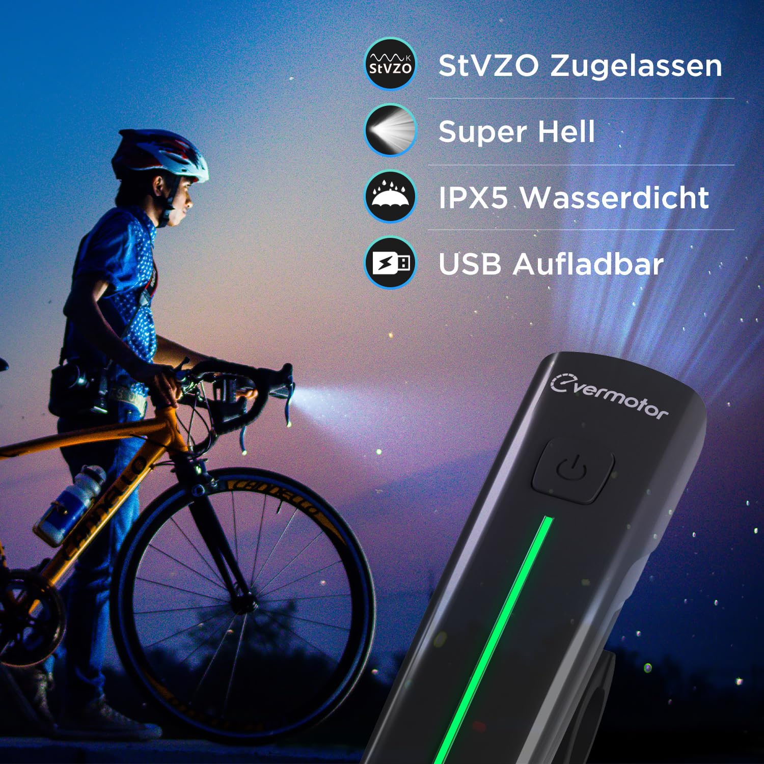 Lampe Vélo Avant/arrière Rechargeable USB - LED Puissante, 4-6 Modes, étanche IPX4 - Pour VTT, Skate