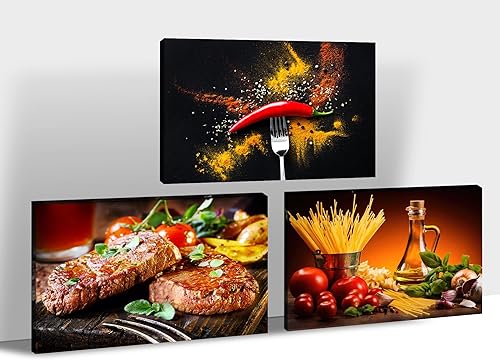 Miniatura 1 de 3 piezas de arte de pared de cocina, lienzo de cocina, decoración de pared, arte de pared de alimentos para decoración de pared, cuadros para cocina