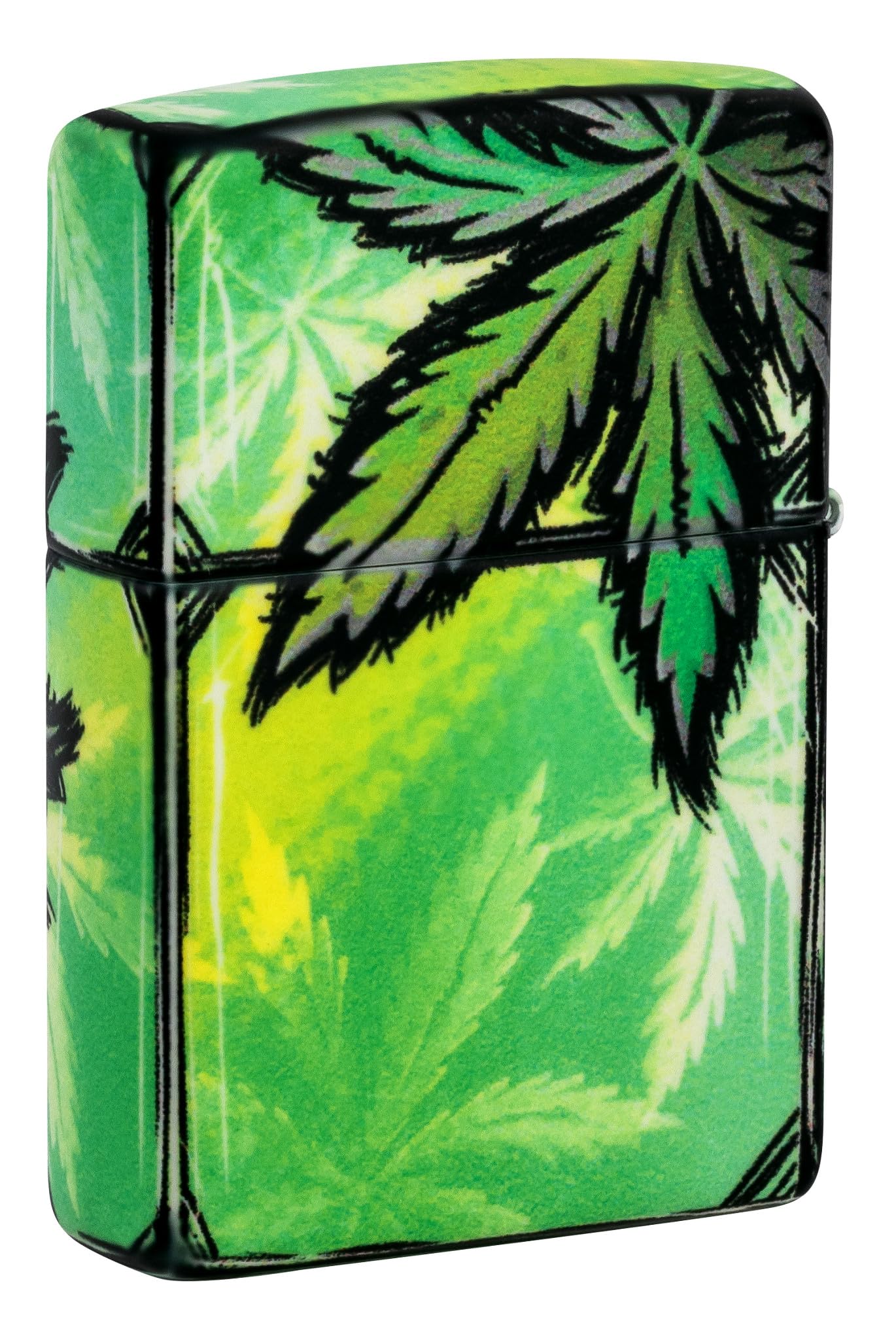 Zippo Sturmfeuerzeug - Glowing Cannabis, 540° Glow-in-The-Dark, Color Image - Nachfüllbar - Wiederverwendbar - Windfestes Design - Geschenkbox - Made in USA