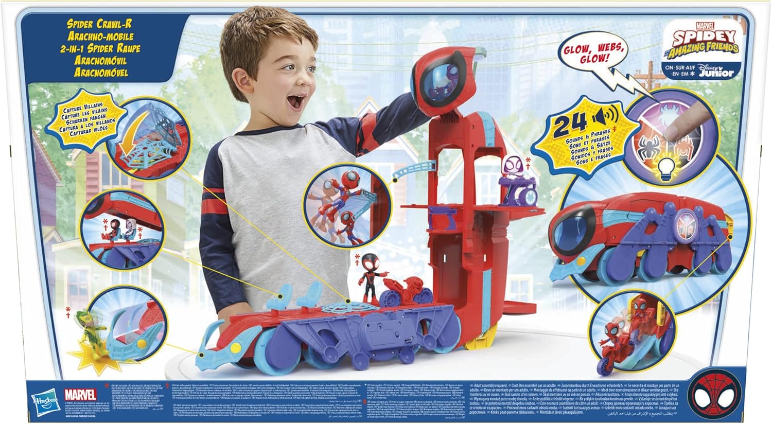 Hasbro Marvel Spidey and His Amazing Friends Spider Crawl-R, 2-in-1 Deluxe Headquarters Playset, Toy for Toddlers from 3 Years