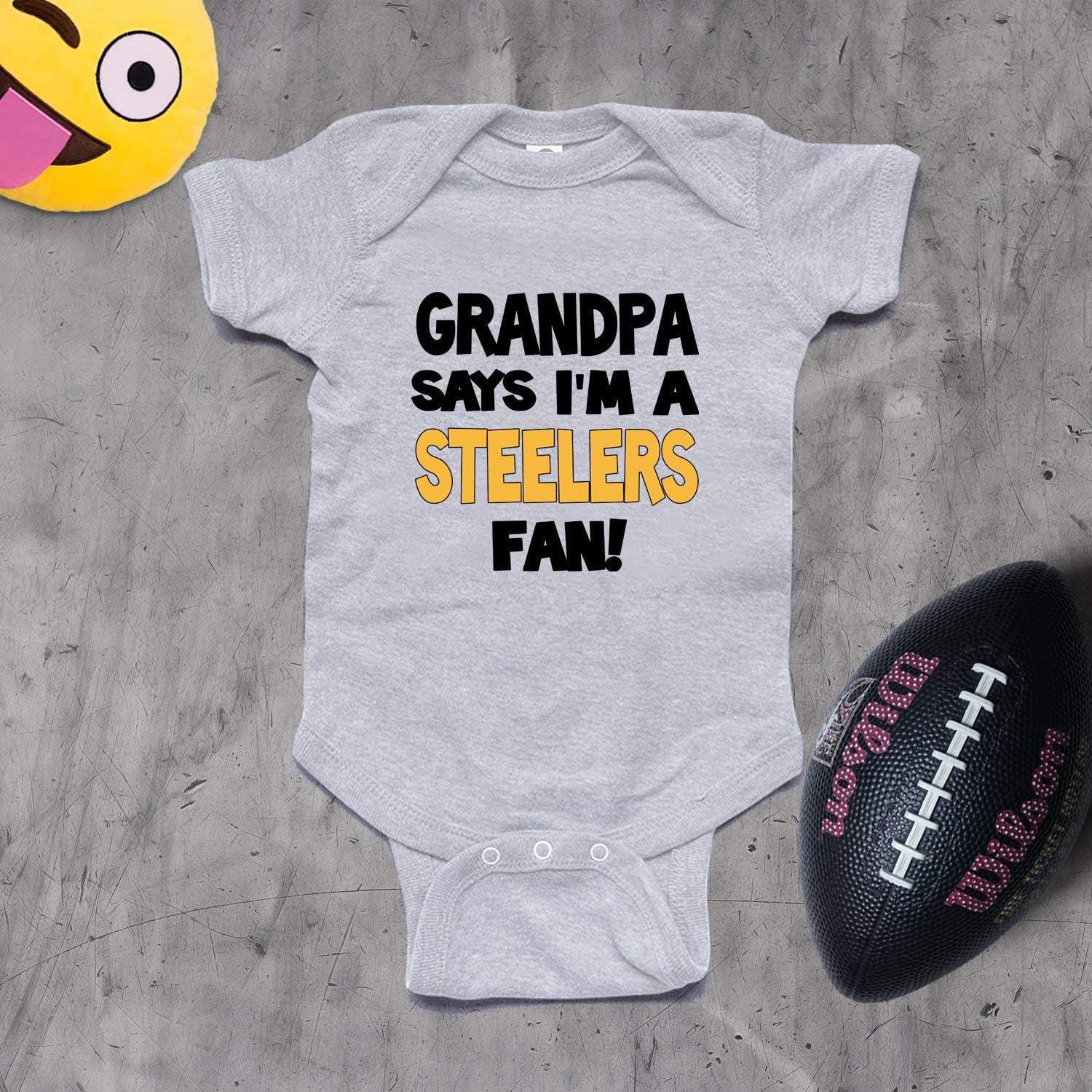 NanyCrafts Baby's My Grandpa Says I'm a Steelers Fan Bodysuit, Baby Steelers Fan - Image 6