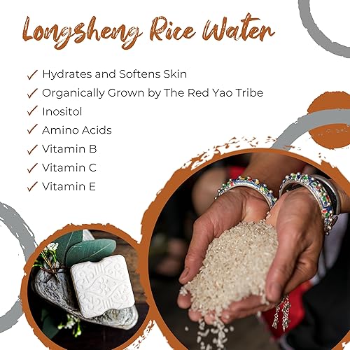 Miniatura 9 de VIORI Serenity - Barra de lavado corporal de 4.23oz con aroma de aloe natural, hecha a mano con agua de arroz Longsheng e ingredientes naturales,