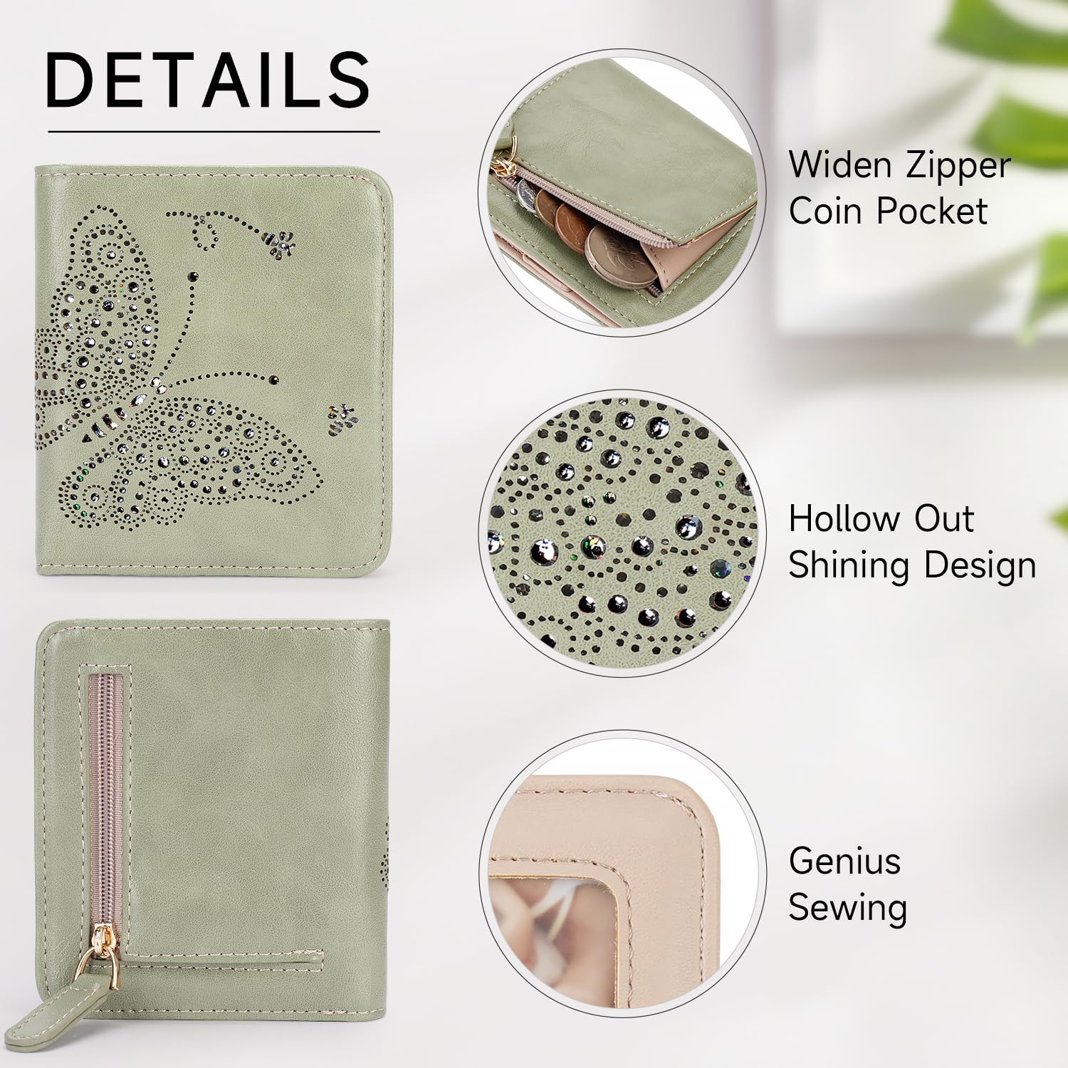 Small RFID Wallet Women Ultra Thin Slim Womens Wallet Mini Compact Bifold Pocket Ladies Wallets for Women GREEN - Image 4