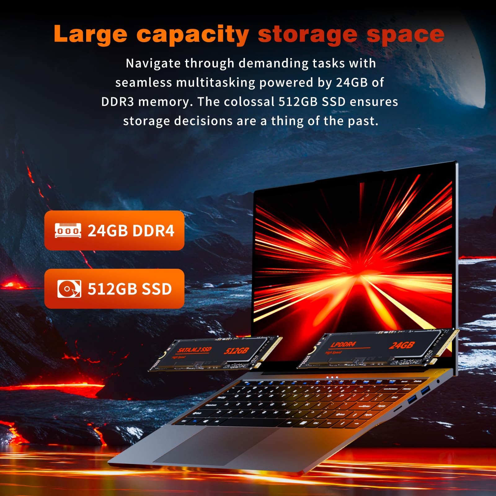 Moacreto 15,6 pollici Portatile PC Core i5-8210Y CPU Notebook 24 GB RAM 512 GB SSD, display FHD 1920x1200, Computer portatile con Type-C, USB 3.0, HDMI, BT5.0, Wi-Fi 5 Laptop