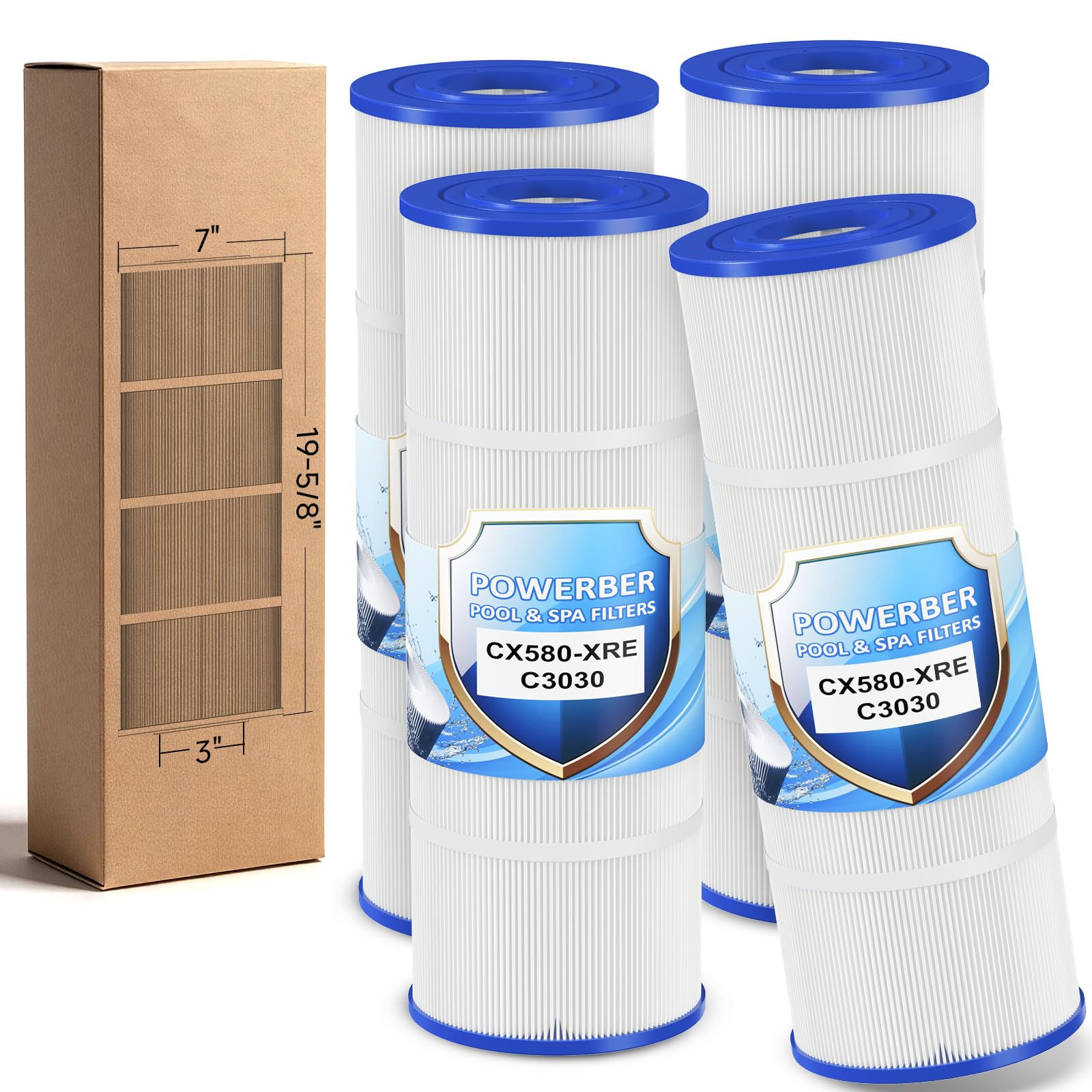 Photo 1 of Powerber C3030 Pool Filter Cartridges, Fits Hayward C3030 Filter, 4-Pack