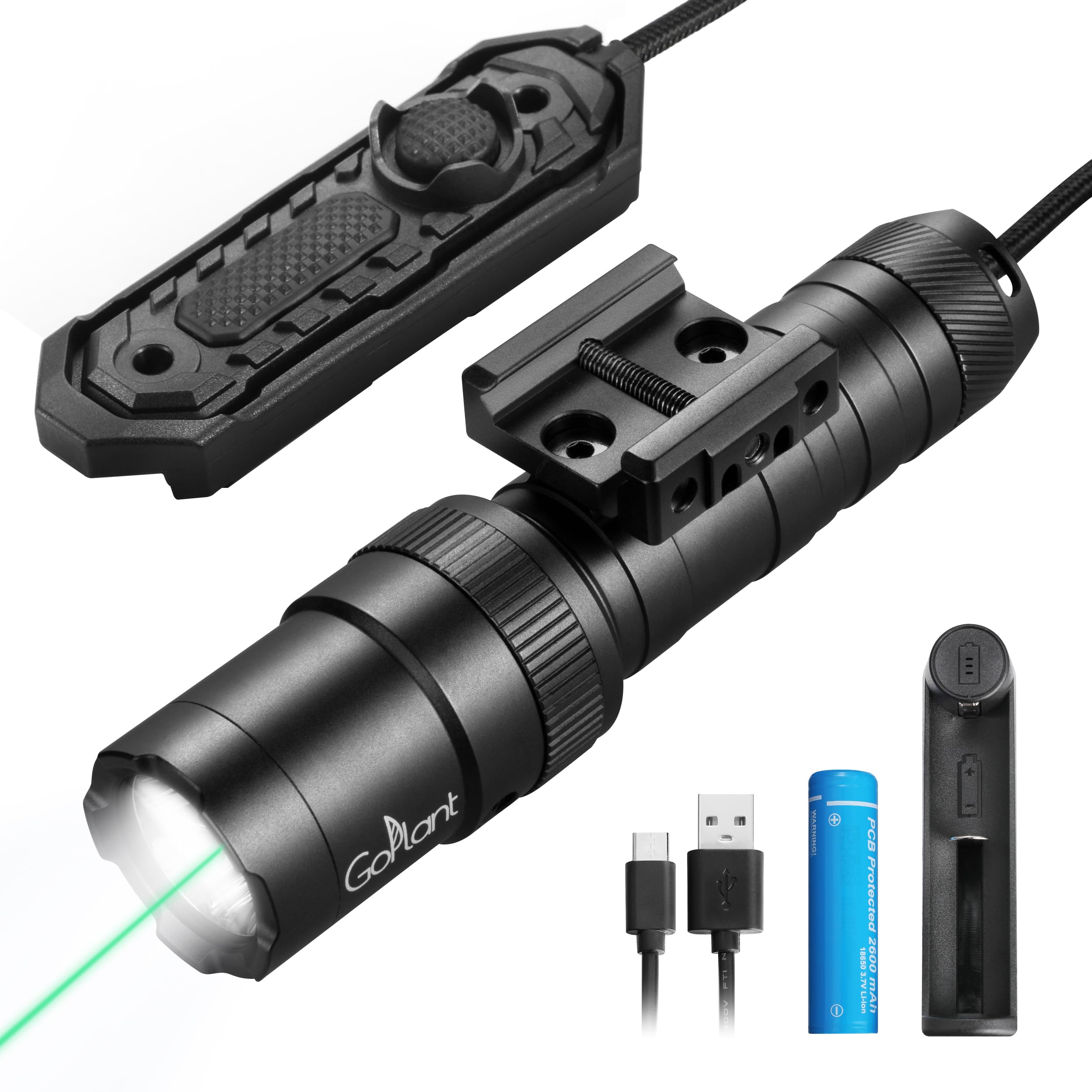 2500 Lumen Tactical Flashlight, Aircraft Aluminum LED Weapon Light, Long Runtime 90 Minutes Picatinny Laser Light, Rifle Flashlight with Momentary Strobe Function,ar 15 rifle light with Remote Switch