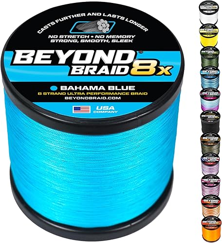 Miniatura 18 de Beyond Braid - Sedal trenzado superfuerte, resistente a la abrasión, no elástico - Colores azul camuflaje, musgo camuflaje, blanco, verde, rosa