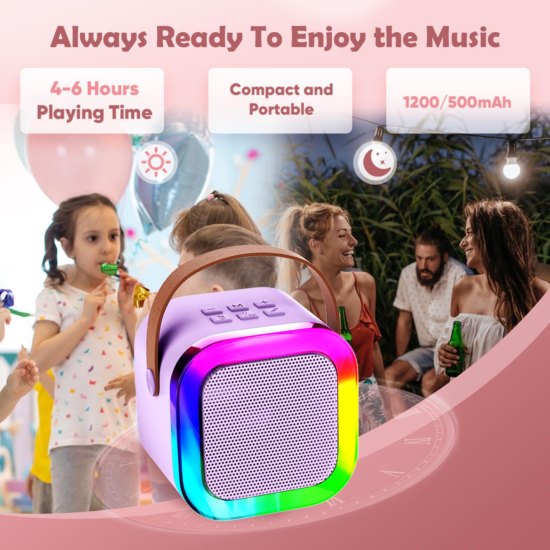Karaoke Machine for Kids Adults, Altavoz de Karaoke portátil para niños con micrófono inalámbrico, Regalos para niñas de 4, 5, 6, 7, 8, 9, 10, 12 + Fiesta de cumpleaños de año