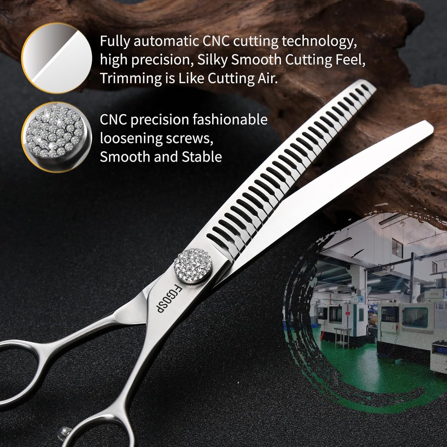 Professional Curved Natural Chunkers Dog Grooming Scissors 7'' Curved Comb Thinning Shears for Dogs Pet 27 Teeth Japan VG10 Sharp and Durable