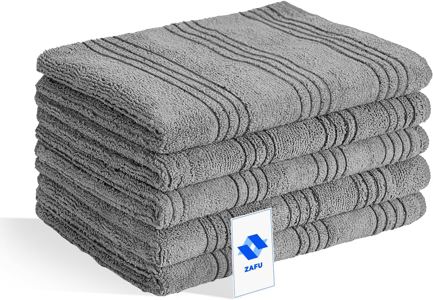 ZAFU100% Superfine Fiber Kitchen Towels, 65x45cm Bamboo Charcoal Wiping Cloth, Super Soft Absorbent Kitchen Dish Towel, Hand, Tea & Picnic Towels, Pack of 5 Household Cleaning Towels (Grey)
