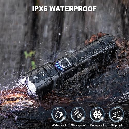 Miniatura 7 de Linternas recargables de alto lúmenes, 99000 lúmenes, linterna súper brillante, paquete de 2, luz LED de alta potencia con 5 modos, linterna de mano
