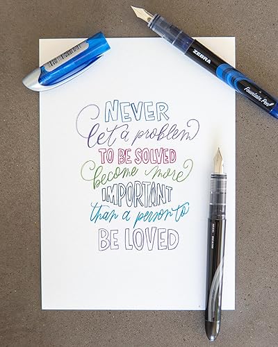 Miniatura 4 de Zebra Pen Juego de 4 bolígrafos estilográficos, colores surtidos de tinta (negro, rosa, morado, azul), punta fina de 0.024 in, puntas de acero