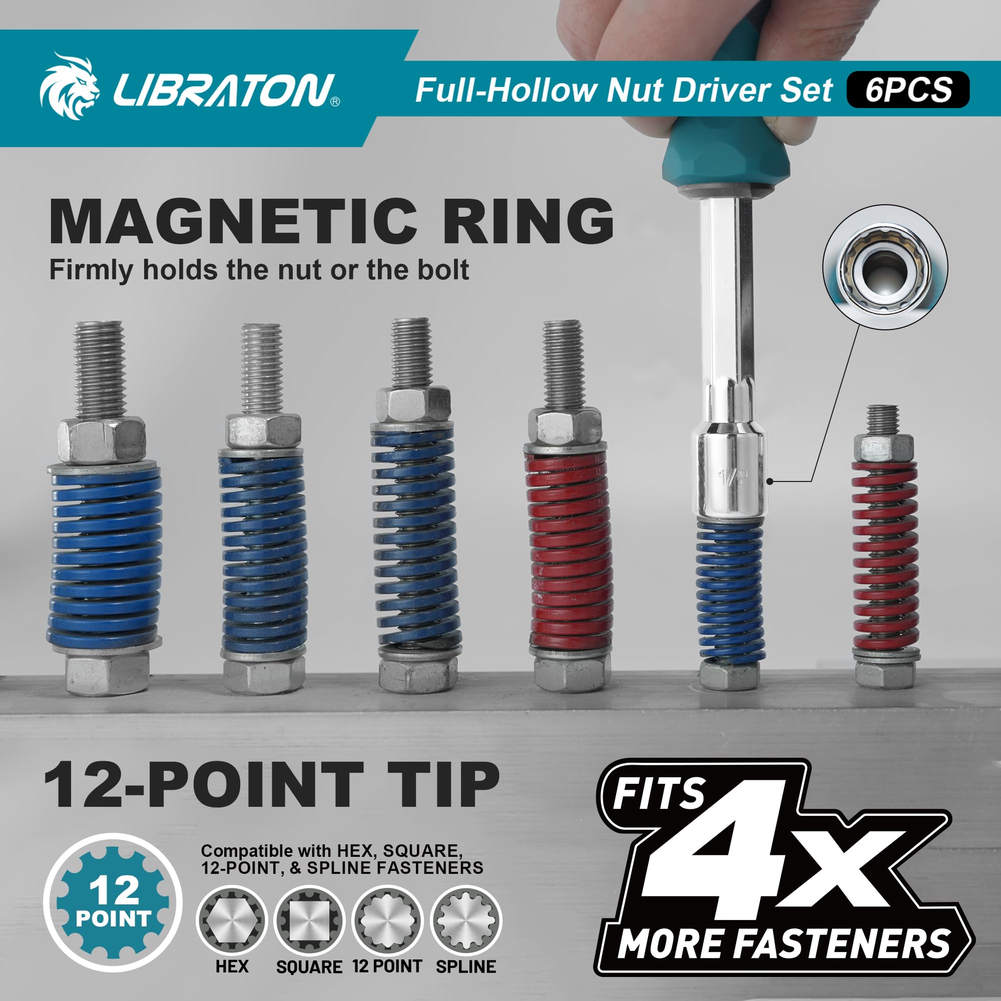 LIBRATON Nut Driver Set - Magnetic & Full-Hollow -3 LIBRATON Nut Driver Set - Magnetic & Full-Hollow -3