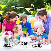 Vista 5 de Whaline Servilletas de papel de pata de perro de 6.5 pulgadas, servilletas con estampado de patas de mascota, color blanco y negro, servilletas