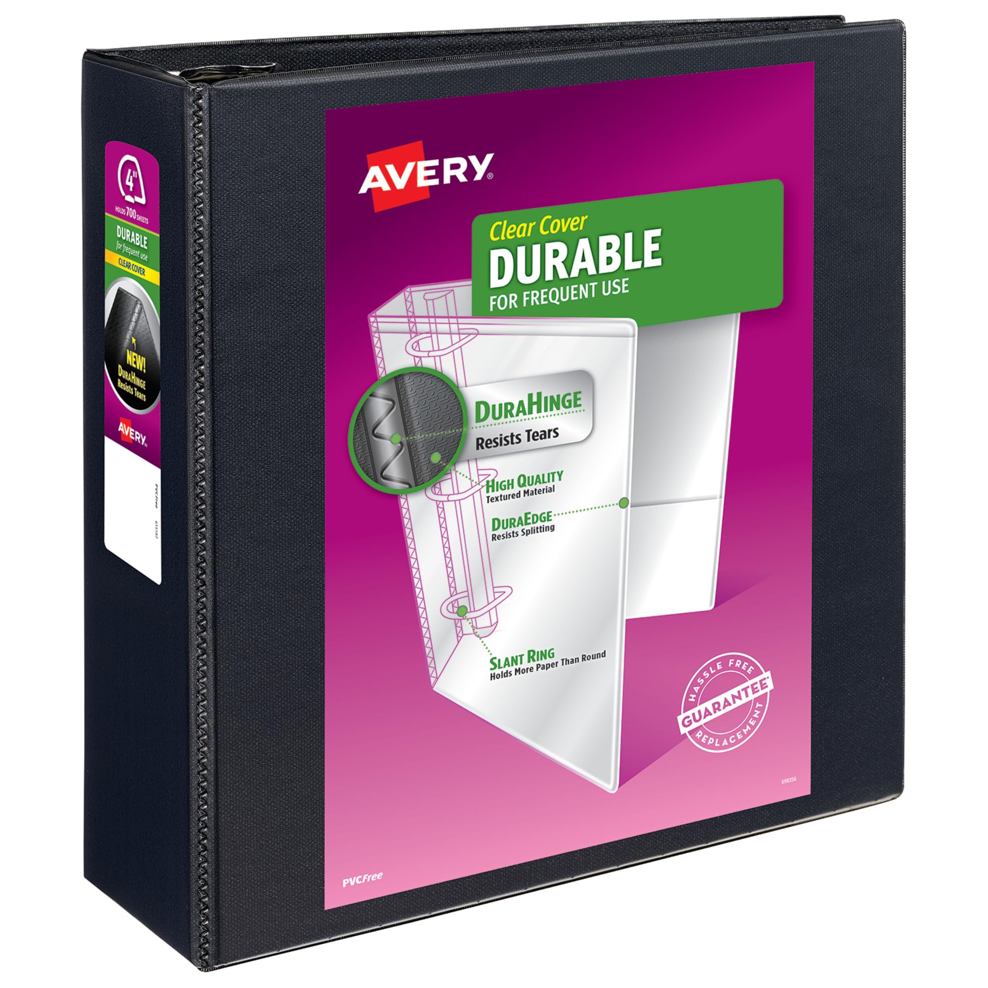 Avery Durable View - Carpeta de 3 anillos, anillos EZD de 4 pulgadas, 1 carpeta negra (09800)