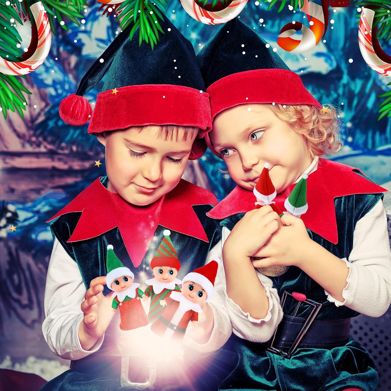 6 Pieces Christmas Elf Tiny Elves Miniature Toys Christmas Decorations Accessories Stocking Stuffers for Xmas Adults(Classic Style)