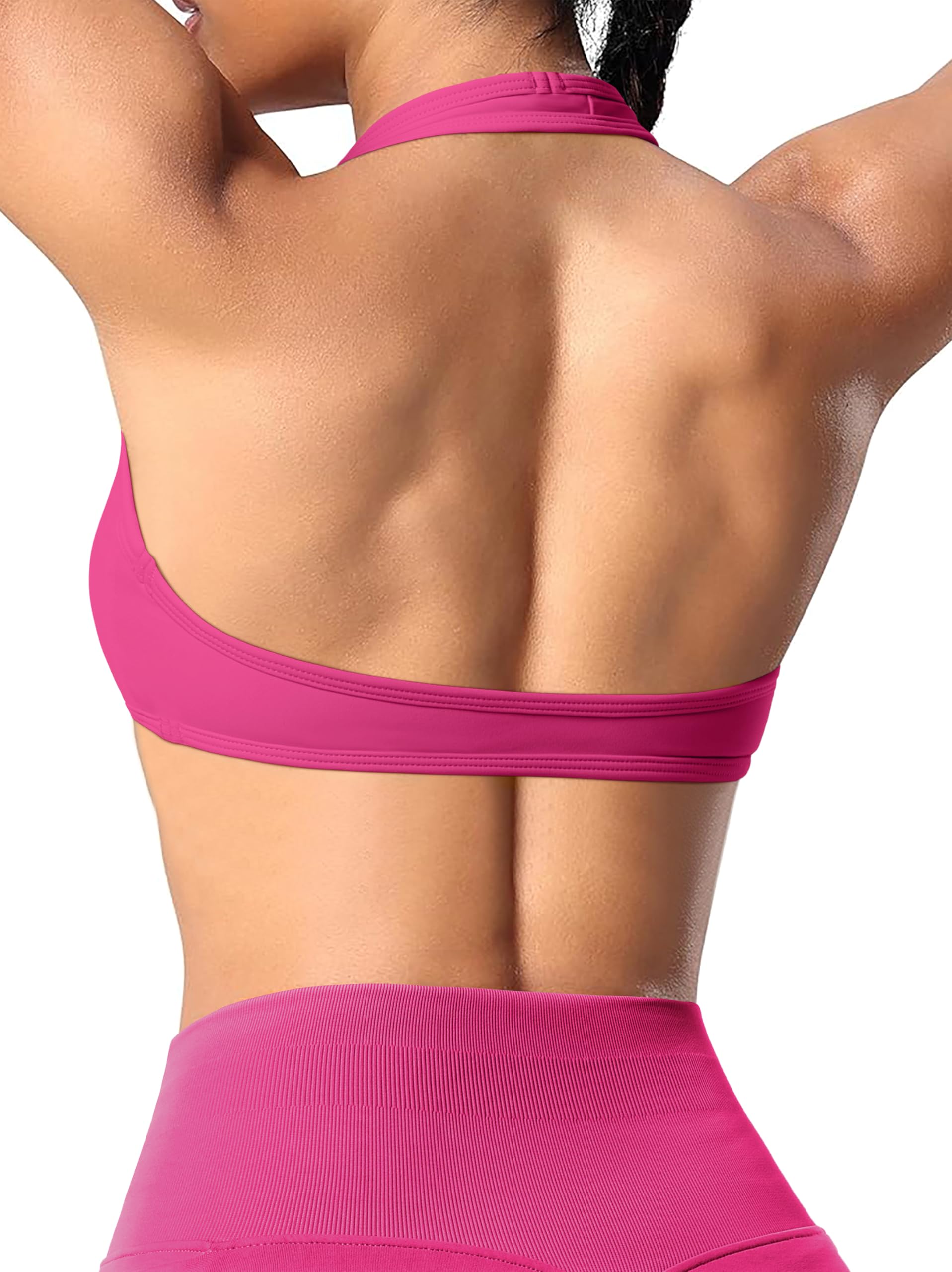 OMKAGI Halter Sports Bras for Women Open Back Workout Bras Padded Yoga Bra Gym Tops