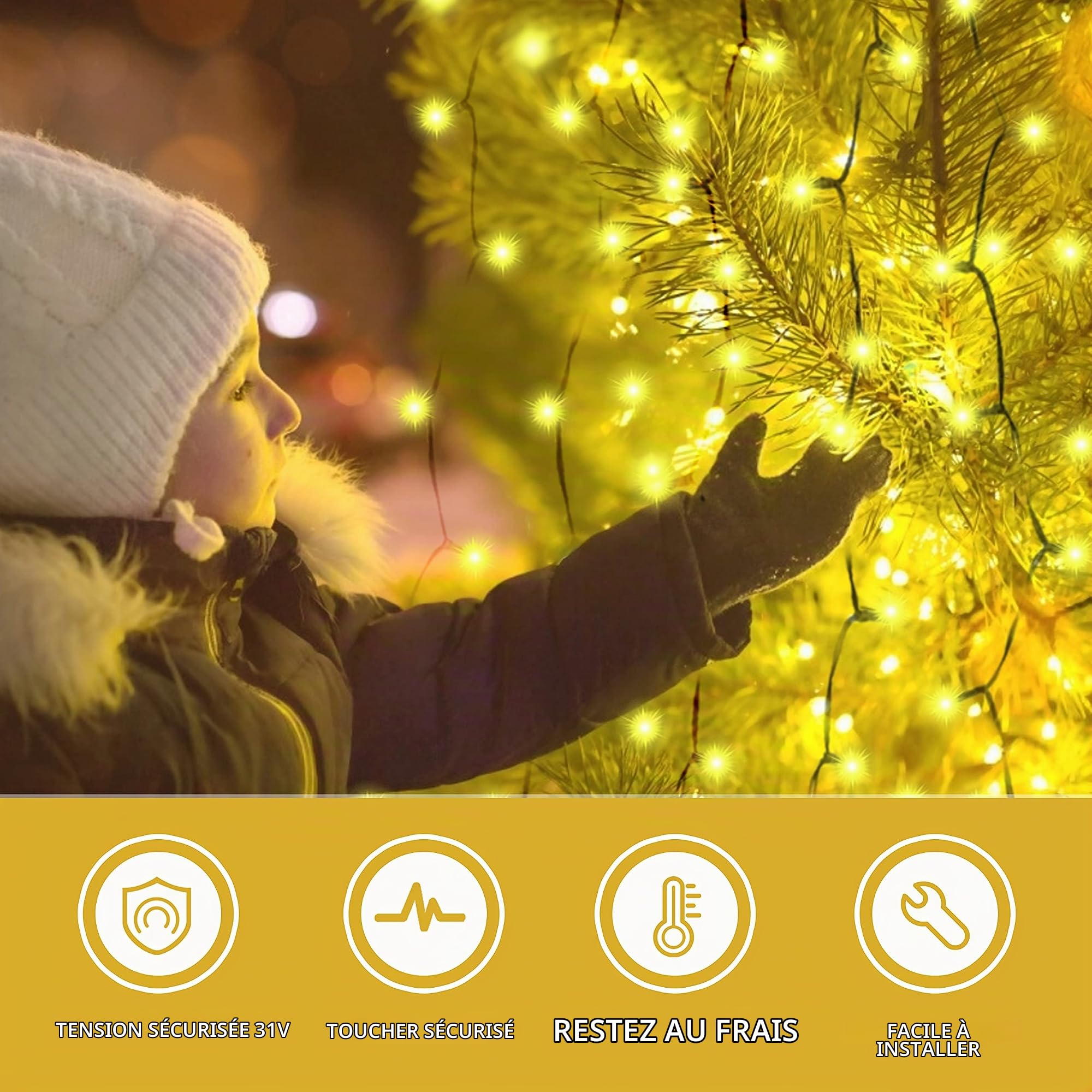aneeway Guirlandes Lumineuses 400 LED Blanc Chaud Waterproof Lumières de Noël Intérieur et Extérieure String Allume avec Minuterie Décoration Festivals Mariages, 8 Modes D’éclairage