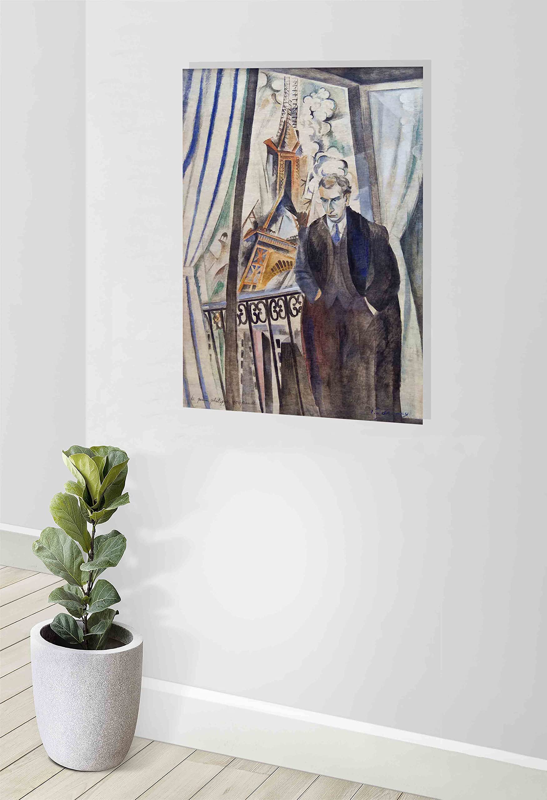 Portrait des Dichters Philippe Soupault von Robert Delaunay Leinwandbild Kunstdrucke l Hochformat Gerahmte Bilder für Wohnzimmer, Büro, Schlafzimmer Kunstwerk groß 86 x 61 cm (34 x 24 Zoll) A1