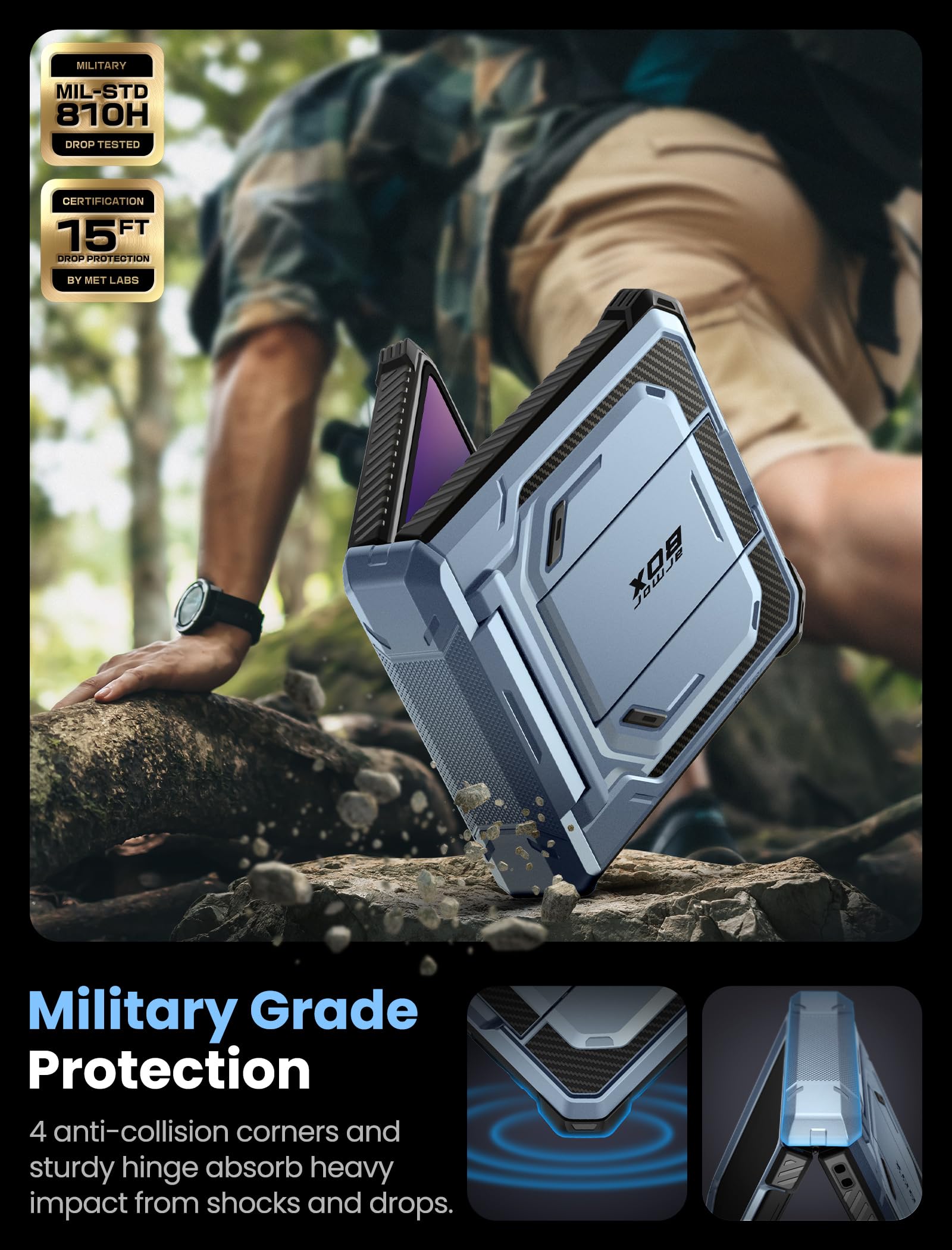 i-Blason Etui do Samsung Galaxy Z Flip 7 z podstawką, zintegrowana osłona ekranu, osłona zawiasu, klips do paska, pełne wojskowe etui ochronne do Samsung Z Flip 7 (wersja