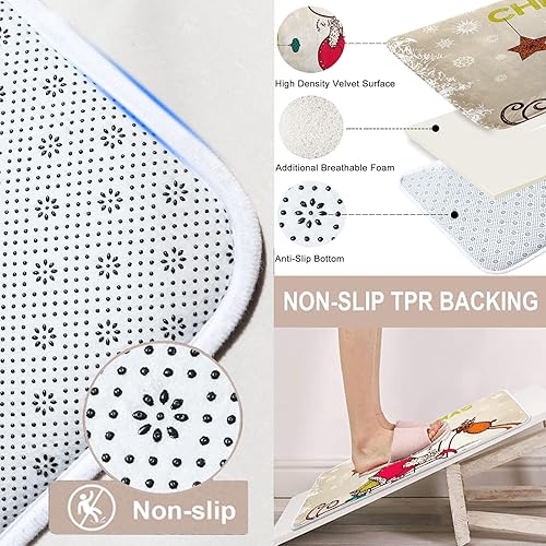 Miniatura 3 de ArtSocket Divertidos juegos de baño de Papá Noel y ciervos con cortina de ducha y alfombras y accesorios, juegos de cortinas de ducha de muñeco de