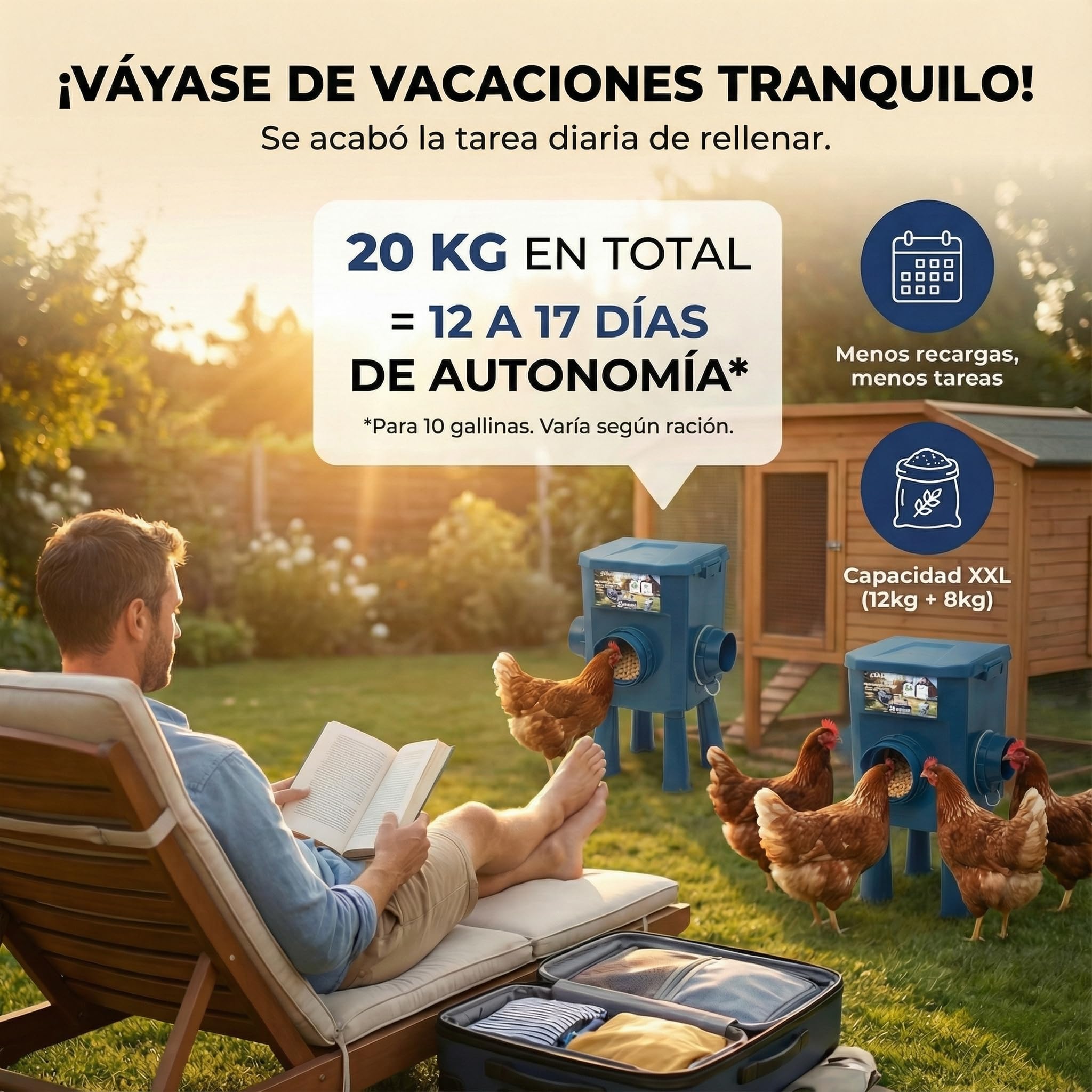 Comedero para pollos (12 kg, 8 kg)