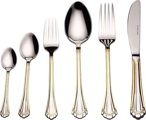 Venezia Collection - Juego de cubiertos finos de 75 piezas, cubiertos para 12 personas, acero inoxidable quirúrgico 1810 de alta calidad, juego de