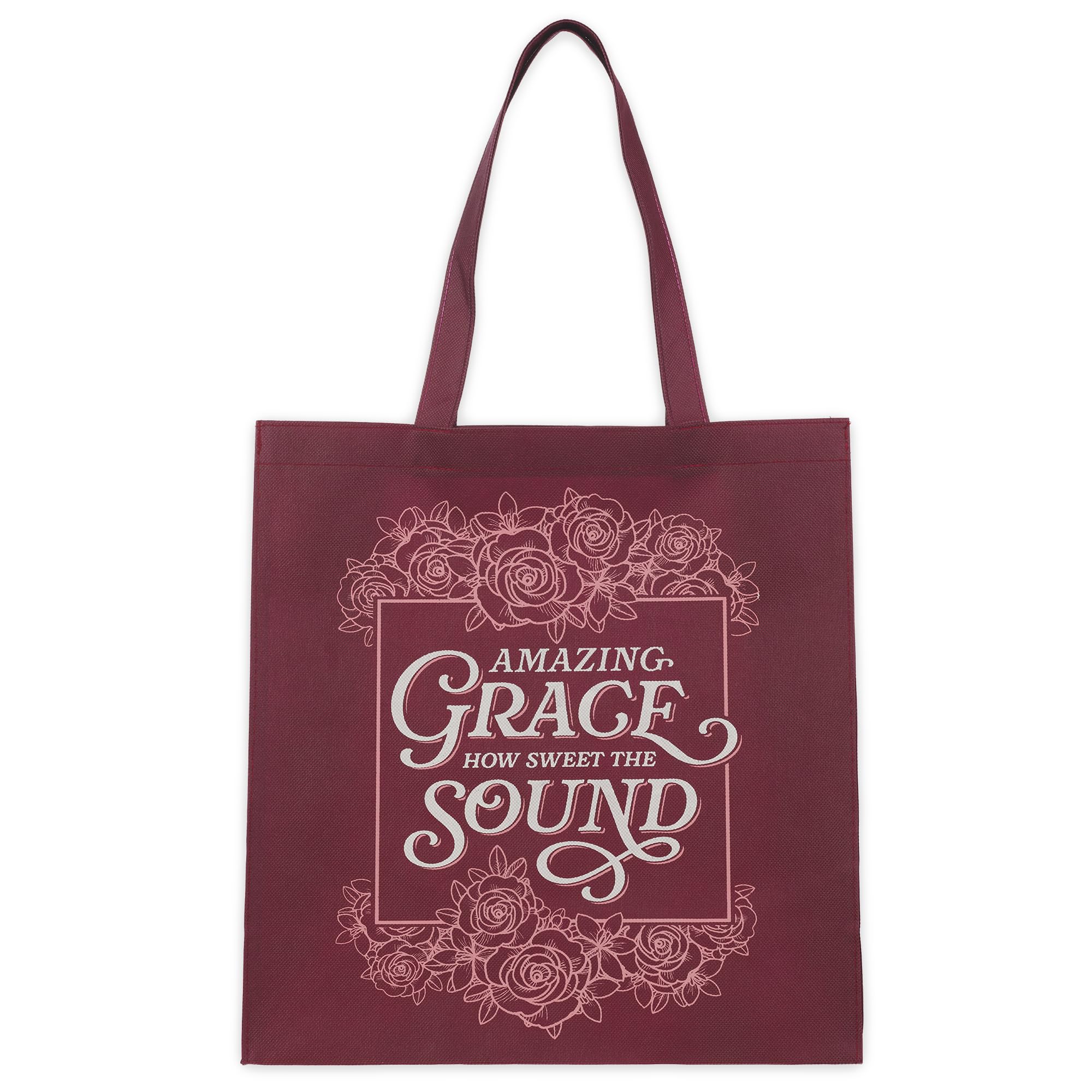Christian Art Gifts Reusable Inspirational Scripture Shopping Tote Bag for Women: Amazing Grace, Uplifting Durable Easy Carry Handles, Handbag for