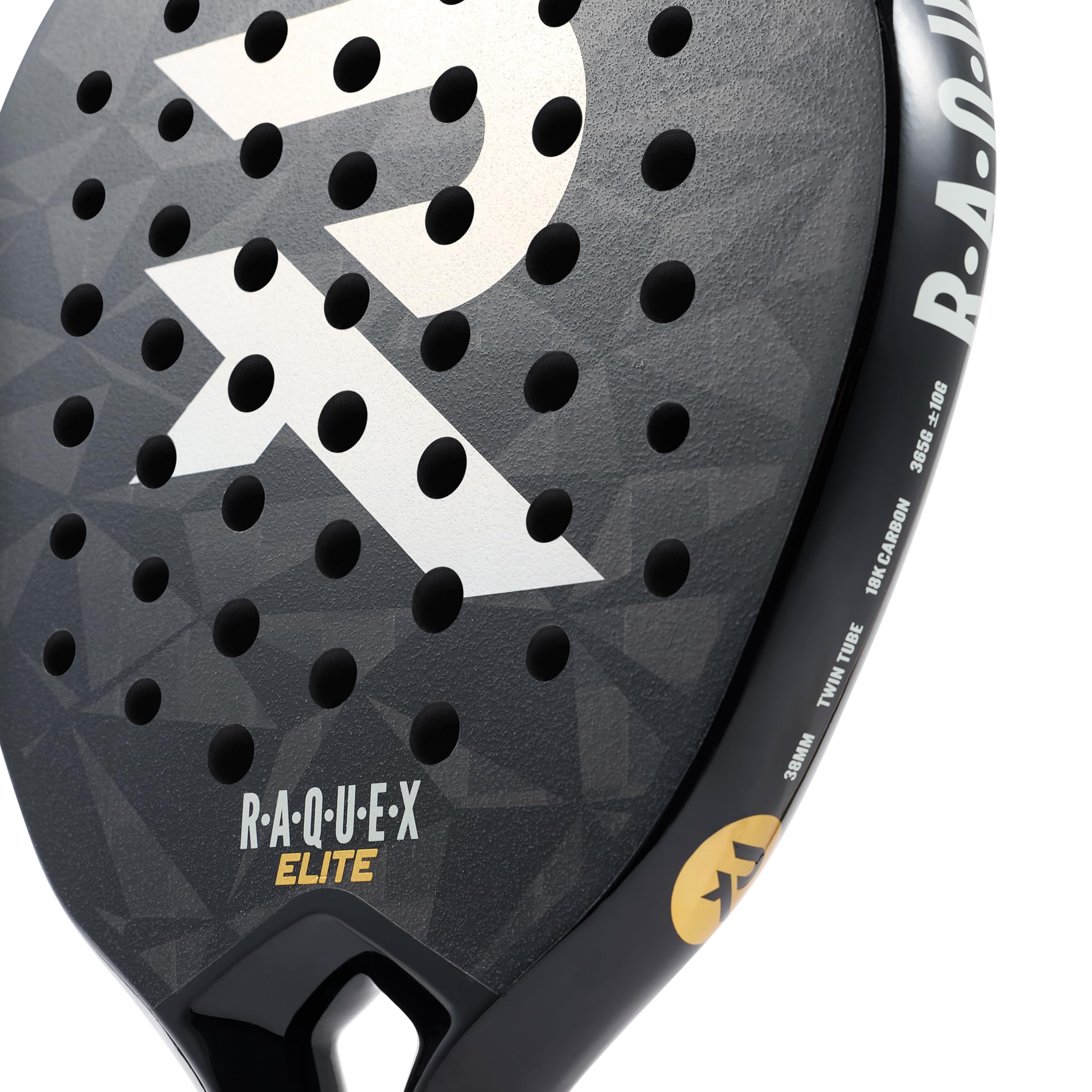 Raquex Elite Padel Racket – Advanced Racquet - 18K Carbon Frame, Reactive ImpactCore Eva 15 Foam, Diamond Shape, Twin-Tube System for Durability + Wrist Strap