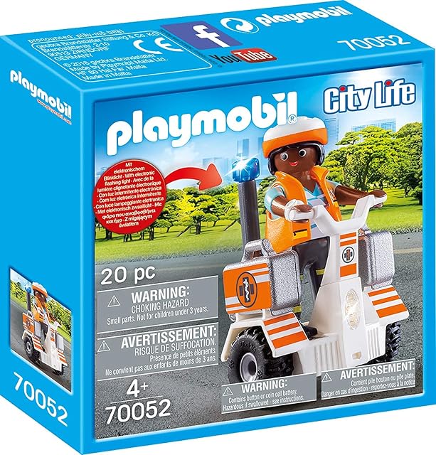 PLAYMOBIL City Life Patinete de Equilibrio de Rescate, Color carbón (70052)