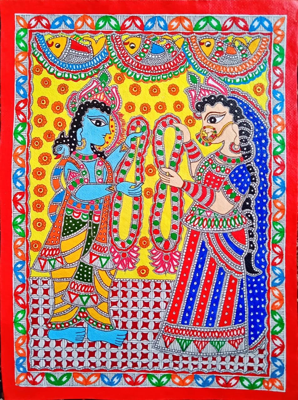 RAM SITA JAIMAAL PAINTING MITHILA PAINTING MADHUBANI PAINTING WALL ...