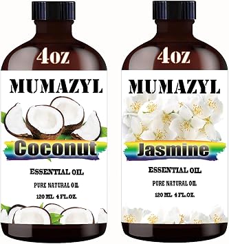 Coconut Essential Oil and Jasmine Essential Oil 4 Fl Oz 120ML for Diffuser Humidifier Yoga Cleaning DIY Candle Soap Making