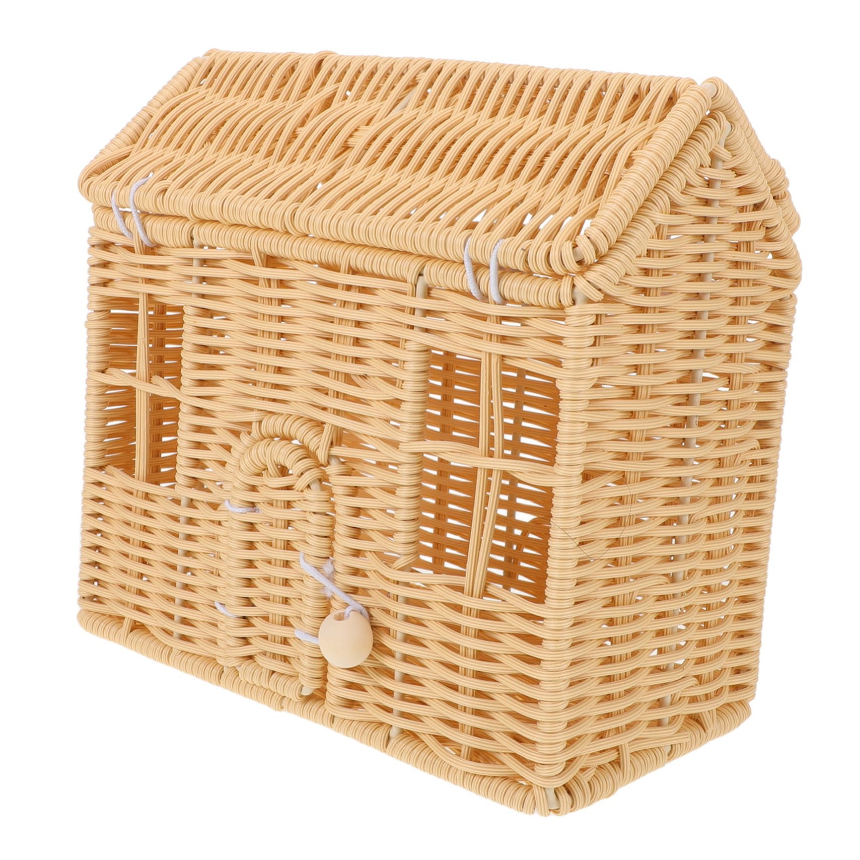 Cabilock Cesta Navideña Tejida Mano con Asa Cesta Pequeña Forma de Casa para Dulces y Regalos Diseño Práctico y Elegante para Fiestas y Shower