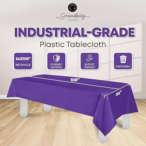 Miniatura 2 de Mantel de plástico de alta calidad - 54in. x 108 pulgadas. Grandipity - Mantel rectangular (6 y 12 unidades), Púrpura