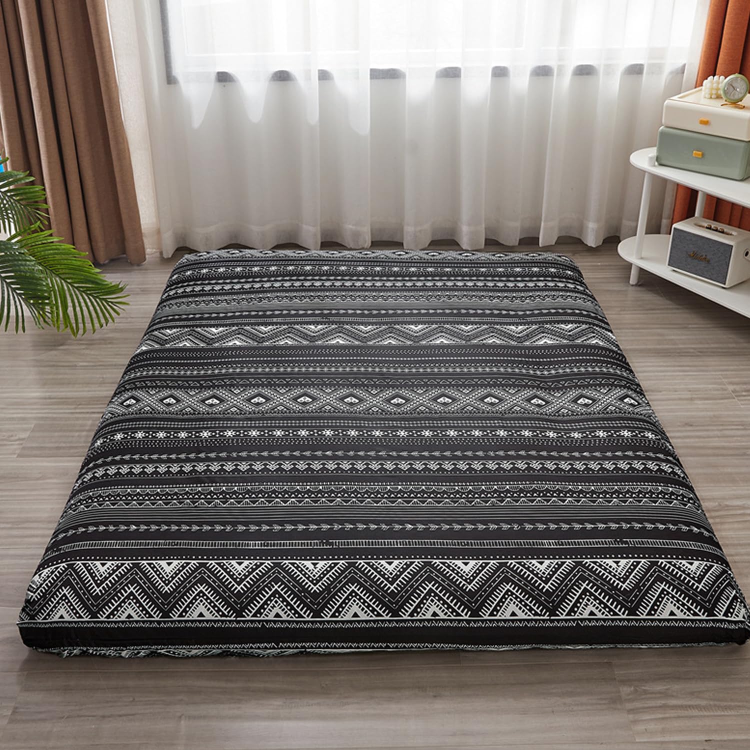 Queen Futon-Matratzenbezug mit Reißverschluss, waschbarer japanischer Bodenmatratzenschutz, staubdicht, Futonbezug, 120 x 200 cm (B)