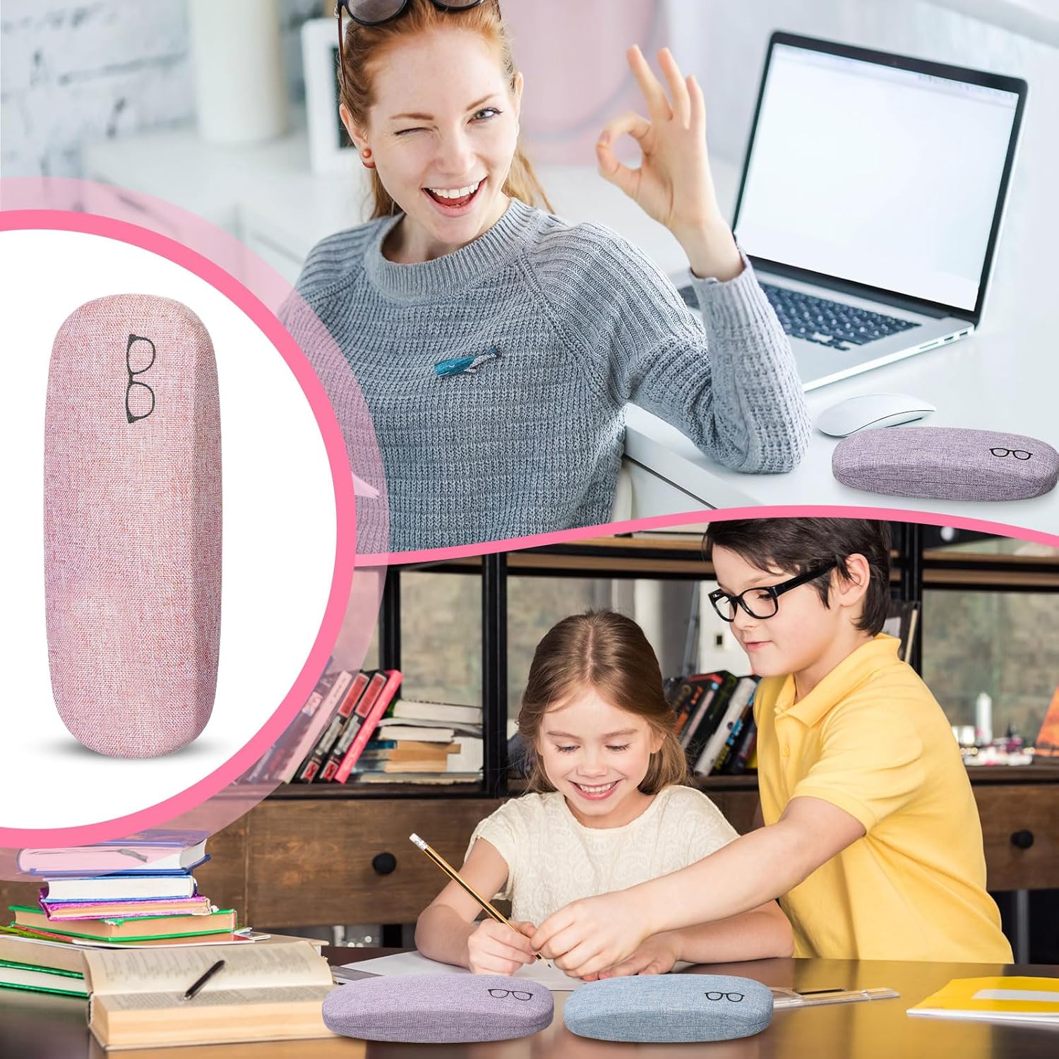 Kanayu 20/40 Pcs Hard Shell Glasses Case Bulk Linen Fabrics Protective Eyeglasses Case Eye Glasses Sunglasses Protector
