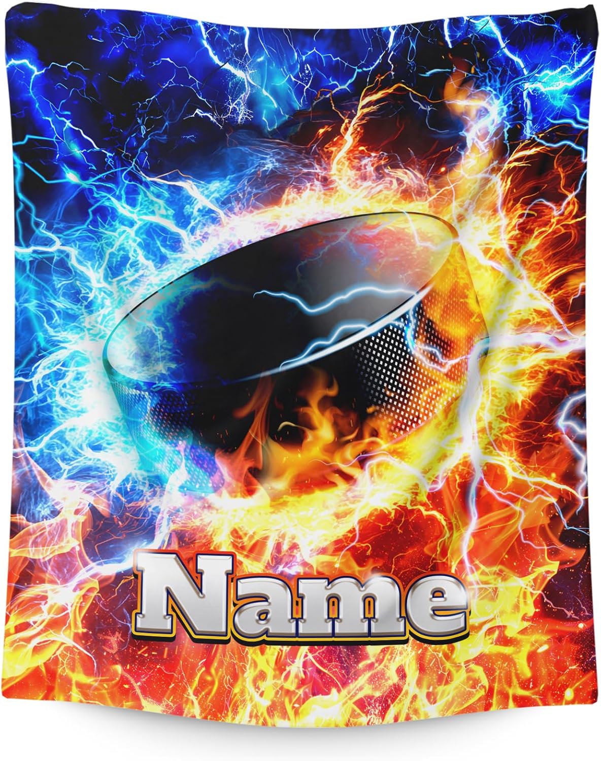 Hockey Gifts for Kids Teens Adults - Personalized 80x60 Inches Twin Size Lightweight Plush Lightning Hockey Throws Blankets Decor for Home Bedding Living Room