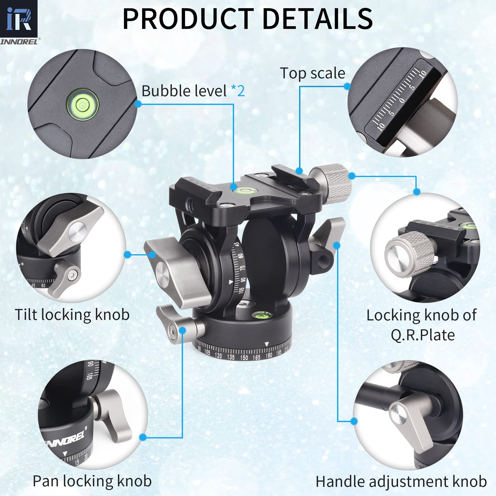 INNOREL H10 lekki mini statyw płynna głowica wideo 360 panoramiczna CNC hydrauliczna głowica wideo z Arca Swiss Q.R.Plate klips do telefonu do lustrzanki cyfrowej kamery telefonu statywu monopod