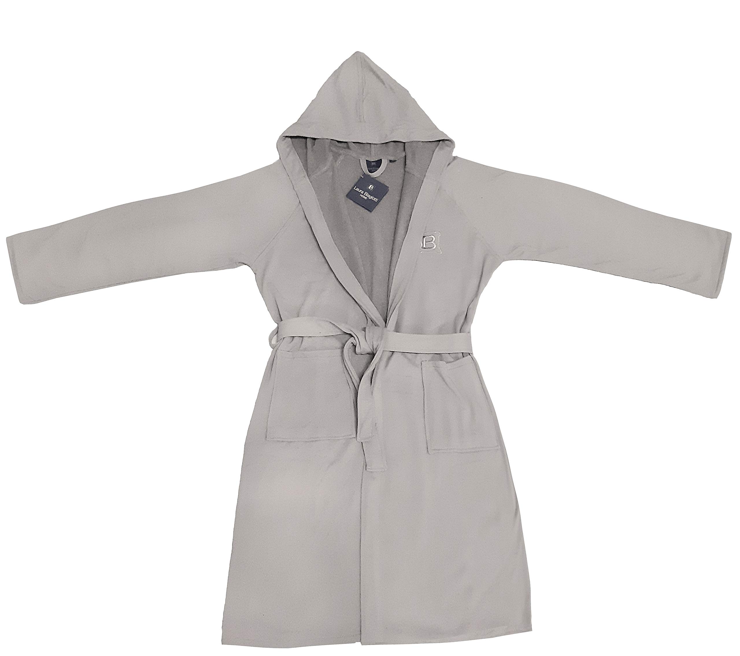 Accappatoio con Cappuccio Laura Biagiotti Zaffiro/Ambra taglie S M L XL XXL interno micro spugna cotone esterno nido d'ape UOMO DONNA (Tortora - Ambra, L - TG 48/50)