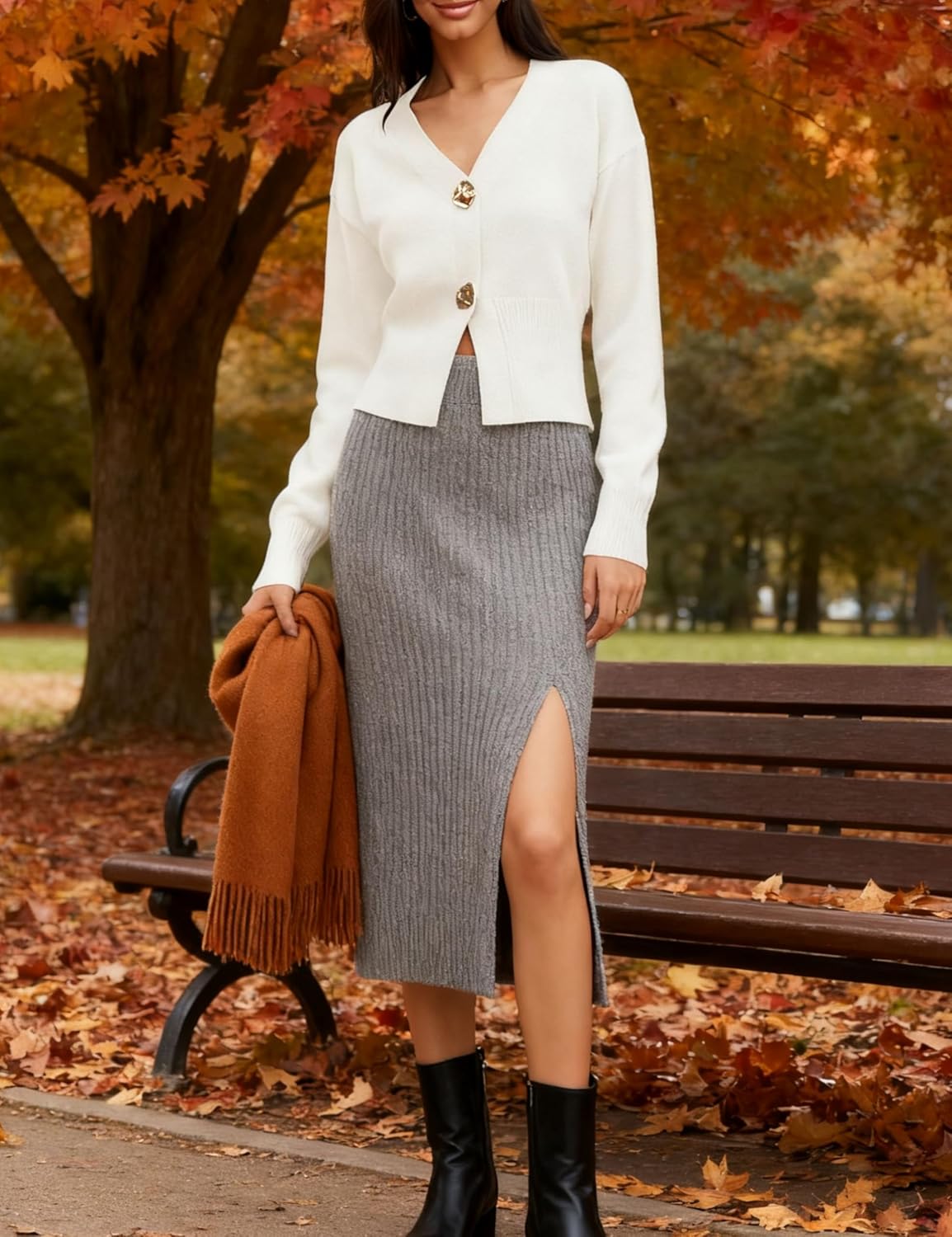 Sweaters for Women Long Sleeve V Neck Lightweight Knitted Outerwear Pullover Sweaters Trendy Tops - Image 4