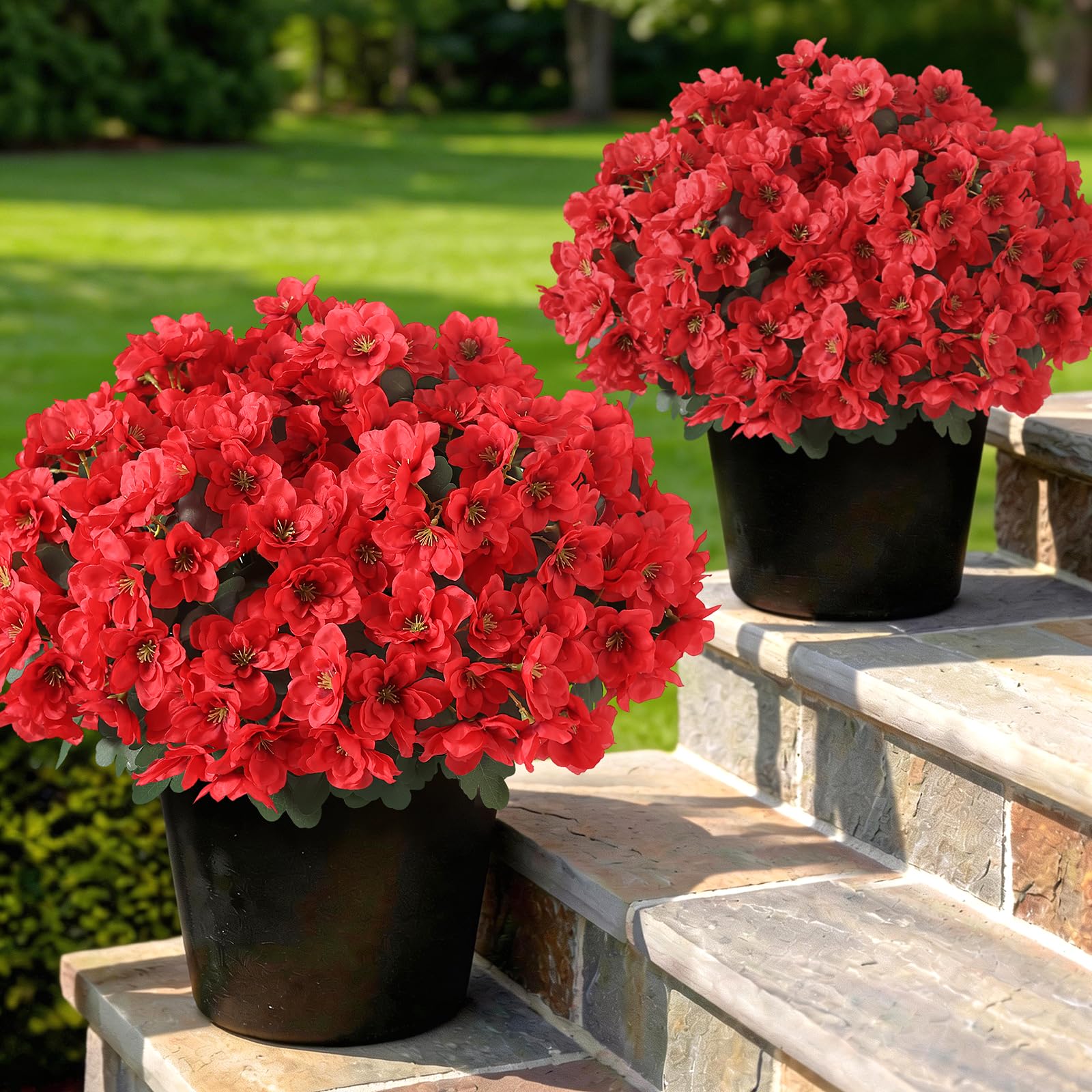 YXZZWL Artificial Azalea Topiary Set of 2