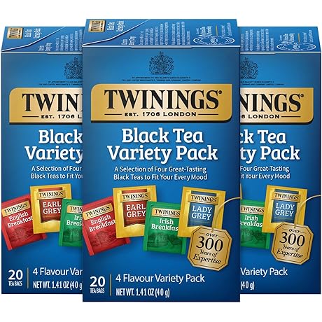 Twinings English Black Tea Variety Pack with Earl Grey, Breakfast Tea, and...