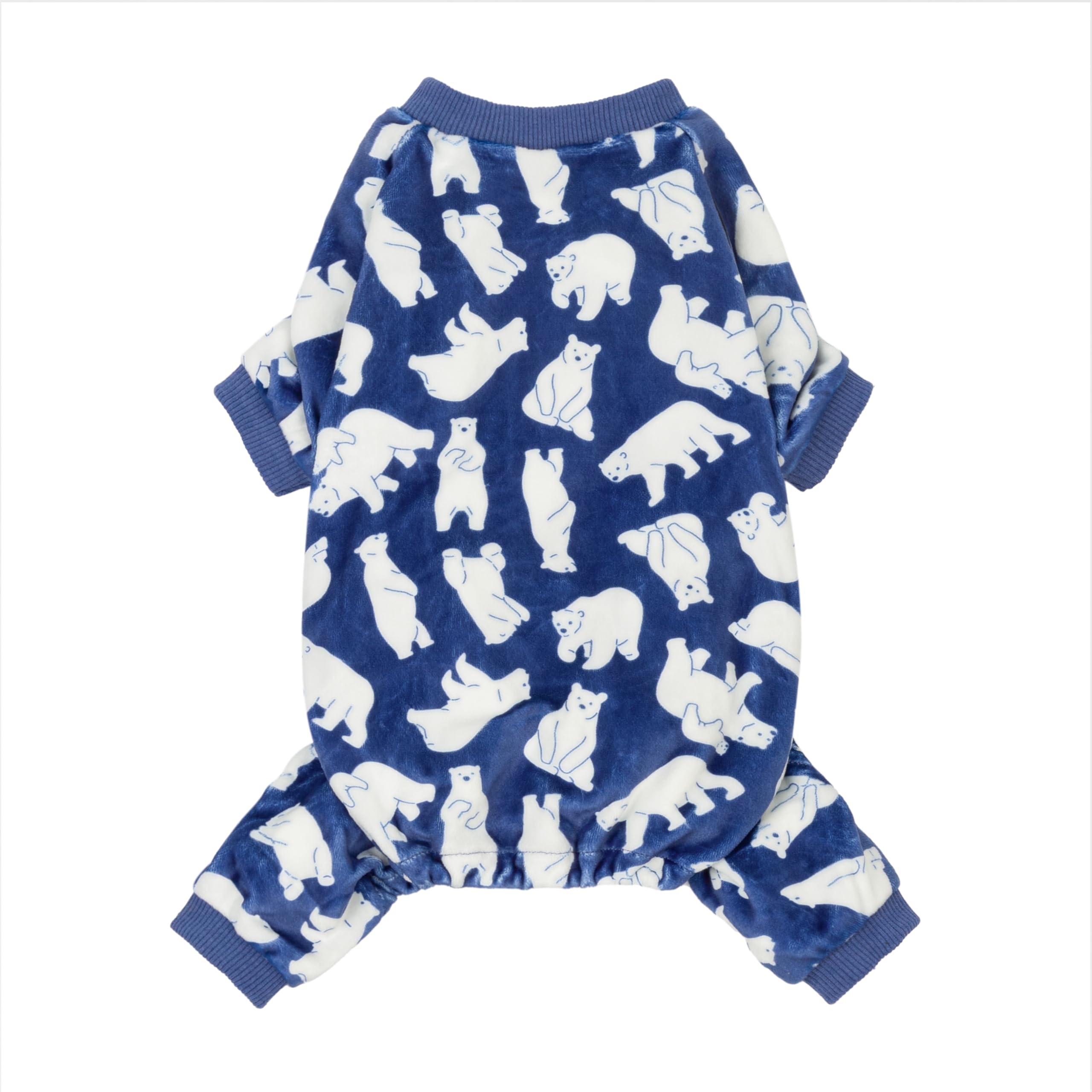Fitwarm Polar Bear Dog Pajamas, Dog Clothes for Small Dogs Girl Boy, Pet Onesie with Feet, Cat Outfit, Lightweight Velvet, Royal Blue, White, Small — image 1