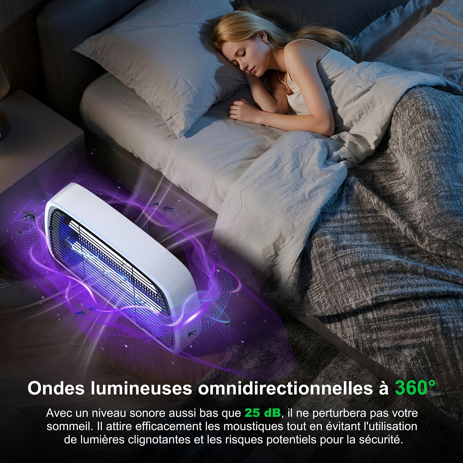 Lampe Anti Moustique,4200V 2x20W LED Tue Mouche Electrique, Piège à Moustiques Silencieux avec Bac Amovible, Destructeur d’Insectes pour Intérieur – Maison, Chambre, Cuisine, Salon