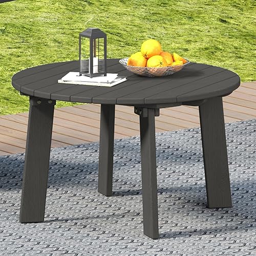 MINPINSER Outdoor Round Coffee Table, Adirondack Patio Coffee Table, Outdoor