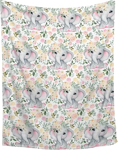 Manta de elefante floral  Regalos de elefante para mujer  Decoración de elefante para sofácamasala de estar  Manta de regalo de elefante ultrasuave