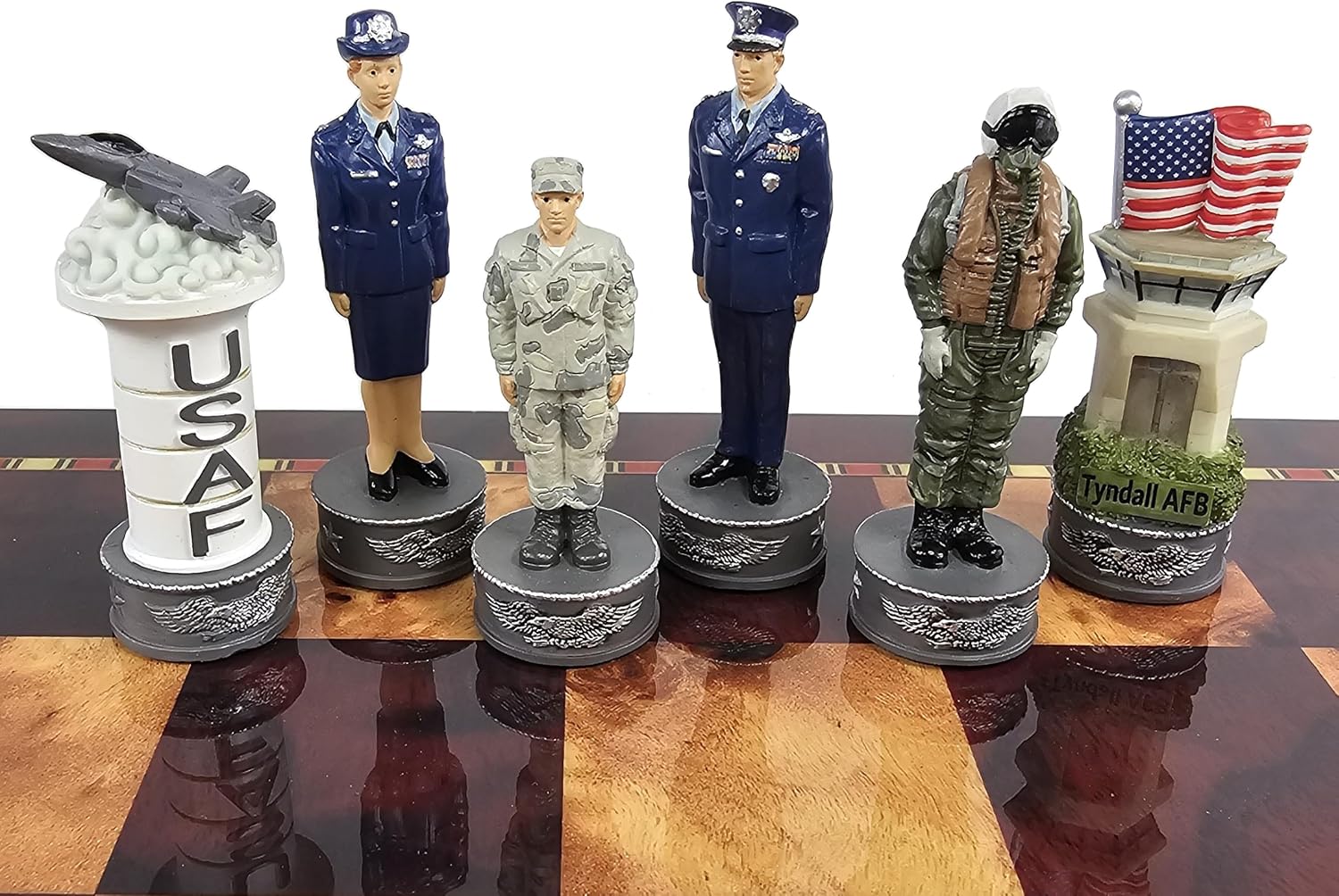 US Military 16 Piece Chess Men Set Army Navy Air Force Marines - Board Separate (Army)